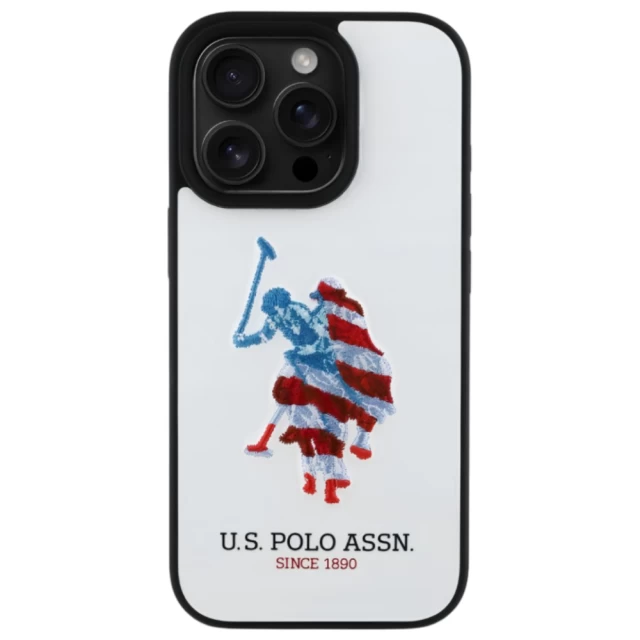 Чохол U.S. Polo Assn. Leather Big DH American Flag для iPhone 15 Pro Max White (USHCP15XPUSH)