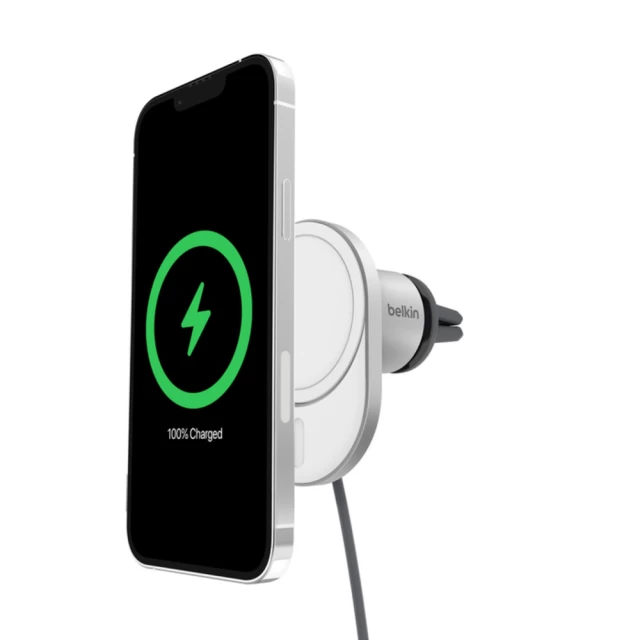 Автотримач з функцією бездротової зарядки Belkin BoostCharge Pro Qi2 15W White with MagSafe (WIC008BTGR-V2)