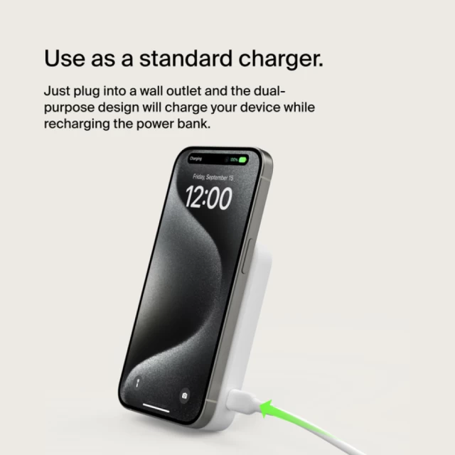 Портативний зарядний пристрій Belkin BoostCharge Pro Qi2 8000mAh 15W USB-C White with MagSafe (BPD007BTWH)