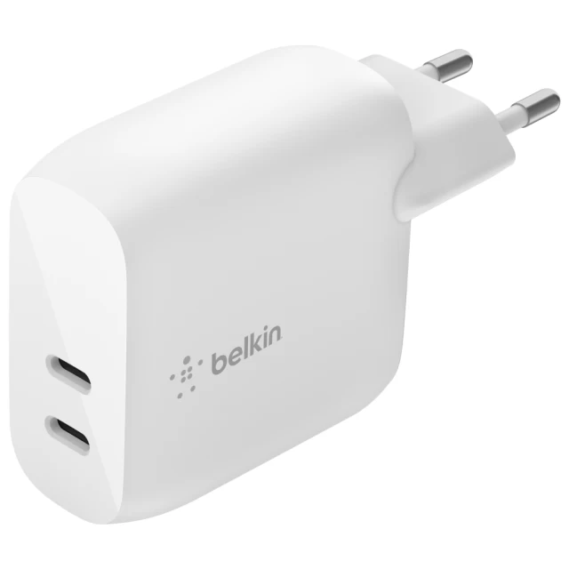 Сетевое зарядное устройство Belkin Boost Up Charge Dual PD 40W 2xUSB-C White (WCB006VFWH)