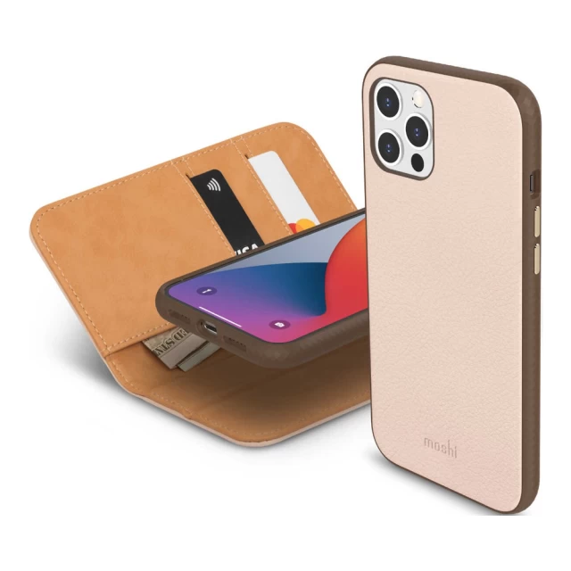 Чехол-книжка Moshi Overture Premium Wallet Case Luna Pink для iPhone 12 | 12 Pro (99MO091308)