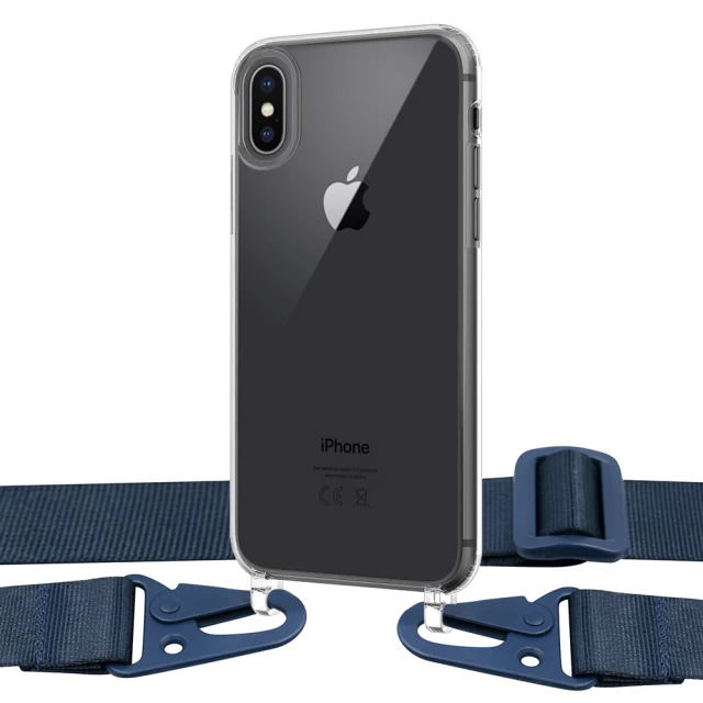 Чохол Upex Crossbody Protection Case для iPhone XS Max Crystal with Midnight Blue Hook (UP81036)