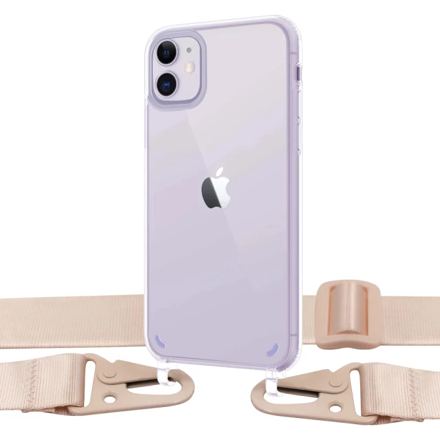Чехол Upex Crossbody Protection Case для iPhone 11 Crystal with Pink Sand Hook (UP81042)
