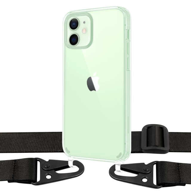 Чехол Upex Crossbody Protection Case для iPhone 12 | 12 Pro Crystal with Black Hook (UP81065)