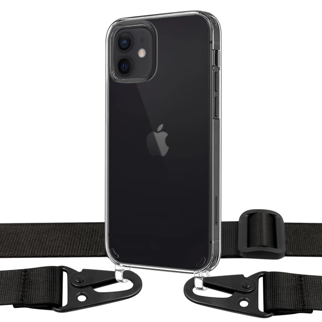 Чехол Upex Crossbody Protection Case для iPhone 12 | 12 Pro Crystal with Black Hook (UP81065)