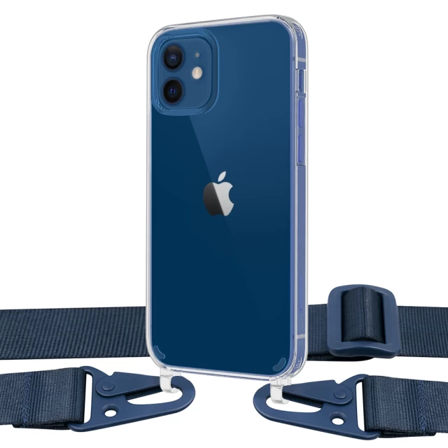 Чохол Upex Crossbody Protection Case для iPhone 12 | 12 Pro Crystal with Midnight Blue Hook (UP81068)