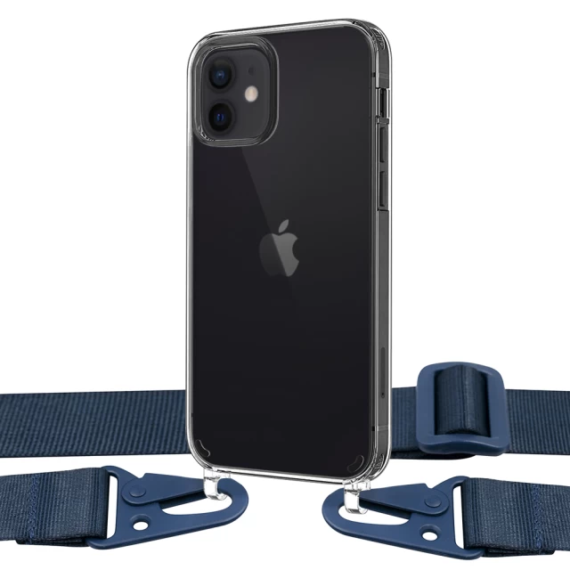 Чехол Upex Crossbody Protection Case для iPhone 12 | 12 Pro Crystal with Midnight Blue Hook (UP81068)