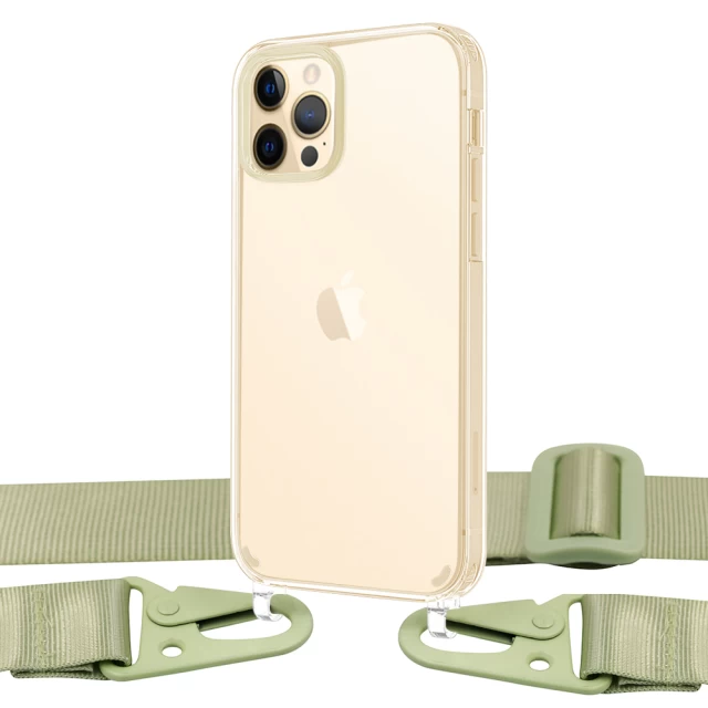 Чехол Upex Crossbody Protection Case для iPhone 12 | 12 Pro Crystal with Mint Hook (UP81069)