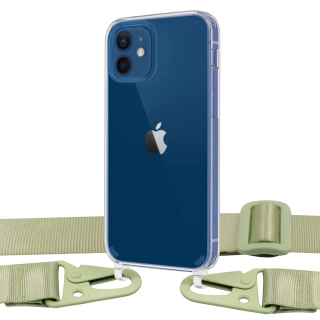 Чохол Upex Crossbody Protection Case для iPhone 12 | 12 Pro Crystal with Mint Hook (UP81069)