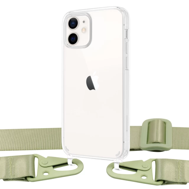 Чехол Upex Crossbody Protection Case для iPhone 12 | 12 Pro Crystal with Mint Hook (UP81069)