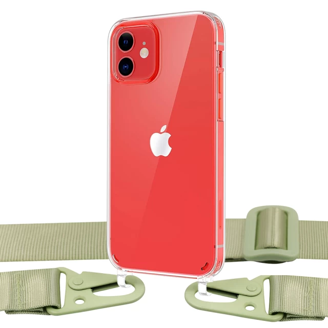 Чохол Upex Crossbody Protection Case для iPhone 12 | 12 Pro Crystal with Mint Hook (UP81069)