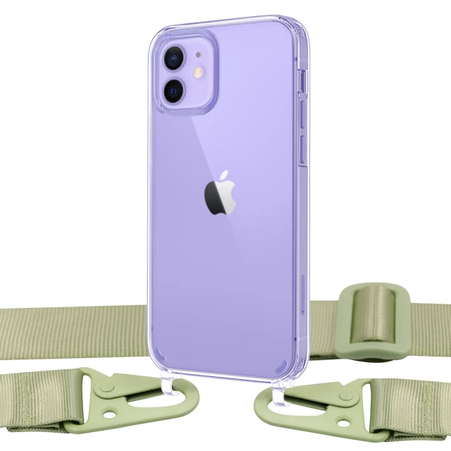 Чехол Upex Crossbody Protection Case для iPhone 12 | 12 Pro Crystal with Mint Hook (UP81069)