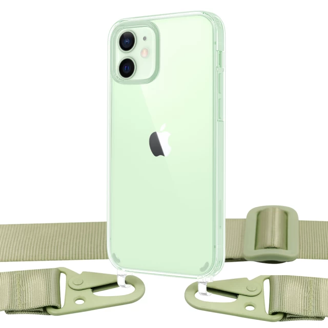 Чехол Upex Crossbody Protection Case для iPhone 12 | 12 Pro Crystal with Mint Hook (UP81069)