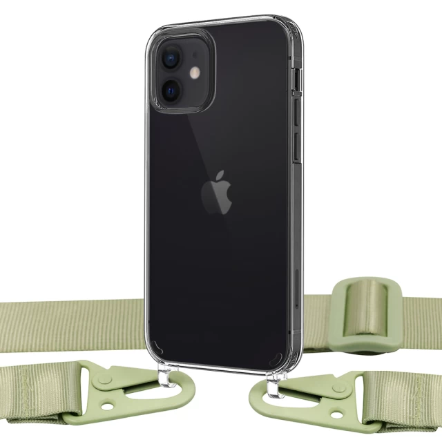 Чехол Upex Crossbody Protection Case для iPhone 12 | 12 Pro Crystal with Mint Hook (UP81069)