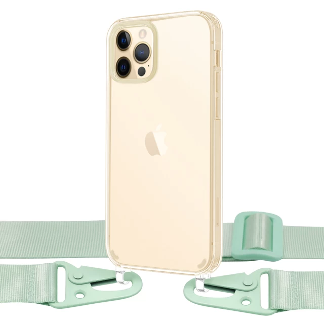 Чохол Upex Crossbody Protection Case для iPhone 12 | 12 Pro Crystal with Green Hook (UP81071)