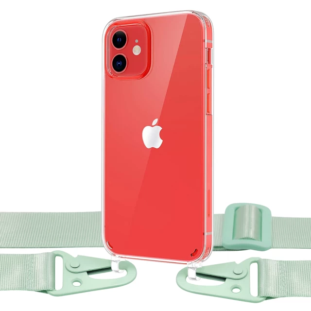 Чохол Upex Crossbody Protection Case для iPhone 12 | 12 Pro Crystal with Green Hook (UP81071)