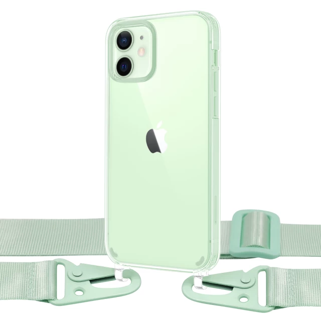 Чохол Upex Crossbody Protection Case для iPhone 12 | 12 Pro Crystal with Green Hook (UP81071)