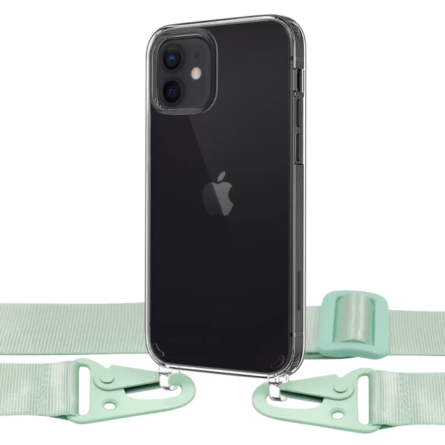 Чехол Upex Crossbody Protection Case для iPhone 12 | 12 Pro Crystal with Green Hook (UP81071)