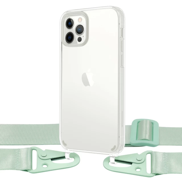 Чехол Upex Crossbody Protection Case для iPhone 12 | 12 Pro Crystal with Green Hook (UP81071)