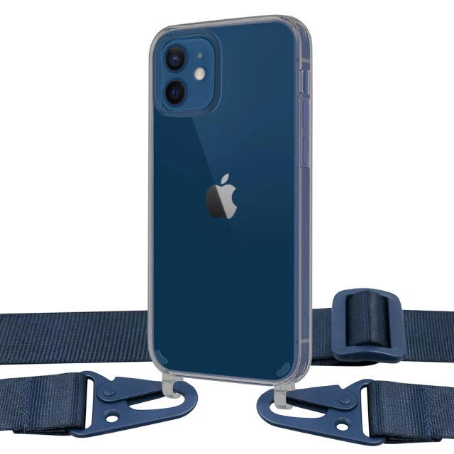 Чохол Upex Crossbody Protection Case для iPhone 12 | 12 Pro Dark with Midnight Blue Hook (UP81168)