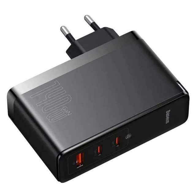 Мережевий зарядний пристрій Baseus GaN5 Pro 140W 2xUSB-C | USB-A with USB-C to USB-C Cable Black (CCGP100201)