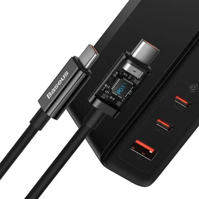 Сетевое зарядное устройство Baseus GaN5 Pro 140W 2xUSB-C | USB-A with USB-C to USB-C Cable Black (CCGP100201)