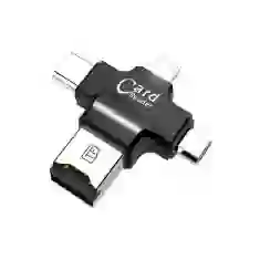 Кардрідер Coteetci 4-in-1 USB-C/microUSB/Lightning to TF Black (CS5125-BK)