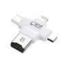 Кардридер Coteetci 4-in-1 USB-C/microUSB/Lightning to TF White (CS5125-WH)