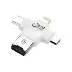 Кардрідер Coteetci 4-in-1 USB-C/microUSB/Lightning to TF White (CS5125-WH)