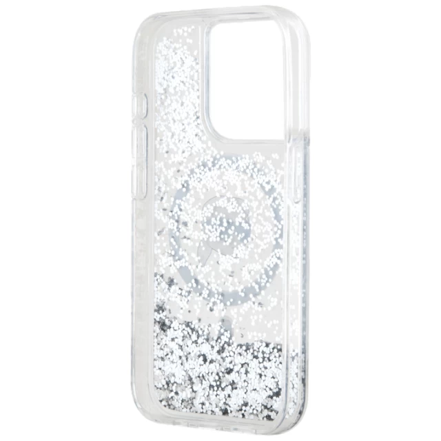Чехол Karl Lagerfeld Liquid Glitter Karl Head для iPhone 15 Pro Max Transparent with MagSafe (KLHMP15XLGKISGH)