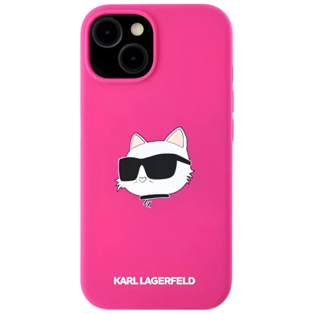 Чехол Karl Lagerfeld Silicone Choupette Head для iPhone 15 Plus | 14 Plus Fuschia with MagSafe (KLHMP15MSCHPPLF)