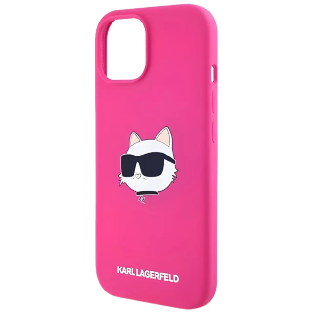 Чехол Karl Lagerfeld Silicone Choupette Head для iPhone 15 Plus | 14 Plus Fuschia with MagSafe (KLHMP15MSCHPPLF)