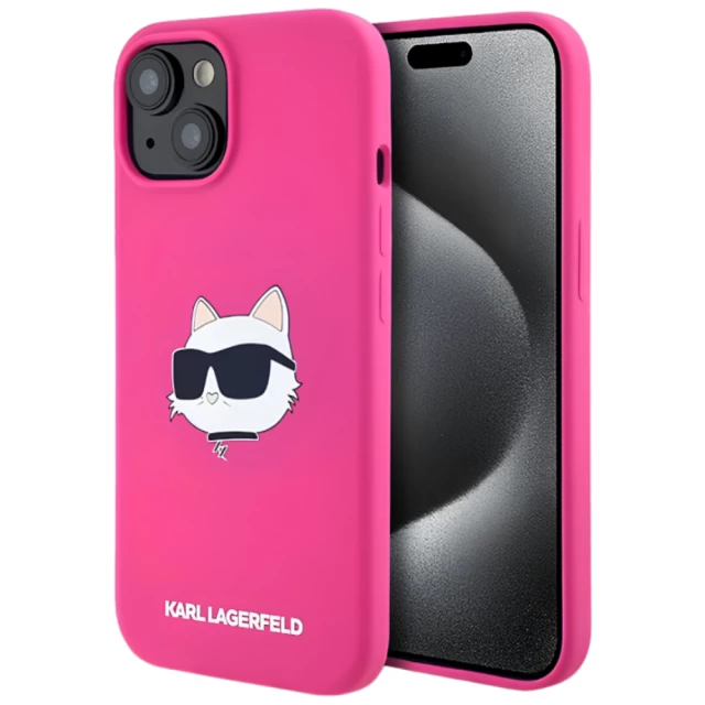 Чехол Karl Lagerfeld Silicone Choupette Head для iPhone 15 Plus | 14 Plus Fuschia with MagSafe (KLHMP15MSCHPPLF)