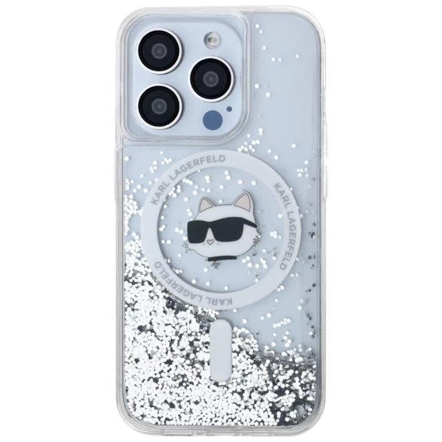 Чохол Karl Lagerfeld Liquid Glitter Choupette Head для iPhone 13 | 13 Pro Transparent with MagSafe (KLHMP13LLGCHSGH)