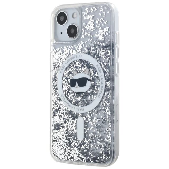 Чохол Karl Lagerfeld Liquid Glitter Choupette Head для iPhone 15 | 14 | 13 Transparent with MagSafe (KLHMP15SLGCHSGH)