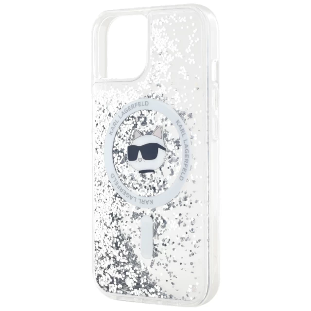 Чехол Karl Lagerfeld Liquid Glitter Choupette Head для iPhone 15 | 14 | 13 Transparent with MagSafe (KLHMP15SLGCHSGH)
