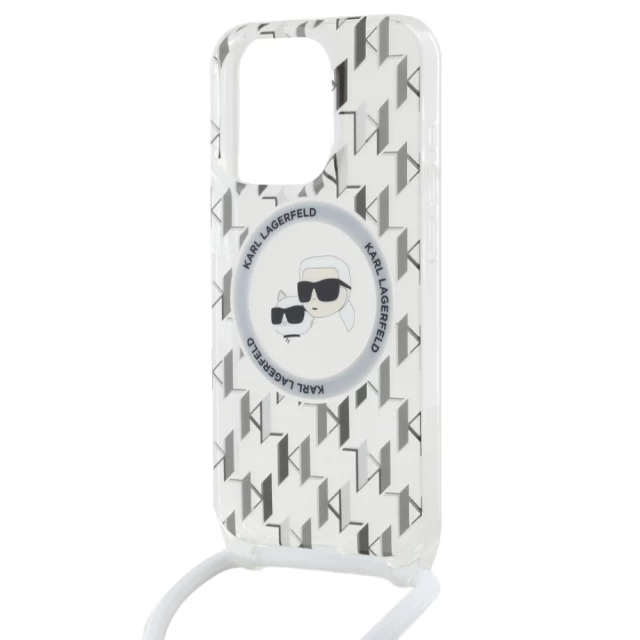 Чохол Karl Lagerfeld IML Crossbody Monogram Karl & Choupette Head для iPhone 15 Pro Transparent with MagSafe (KLHMP15LHCKCKLCT)