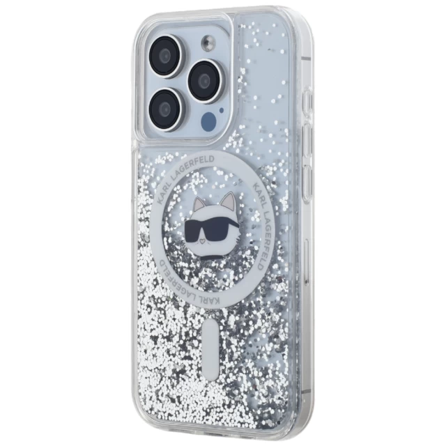 Чохол Karl Lagerfeld Liquid Glitter Choupette Head для iPhone 14 Pro Max Transparent with MagSafe (KLHMP14XLGCHSGH)