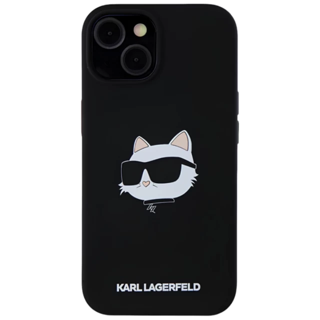 Чехол Karl Lagerfeld Silicone Choupette Head для iPhone 15 | 14 | 13 Black with MagSafe (KLHMP15SSCHPPLK)