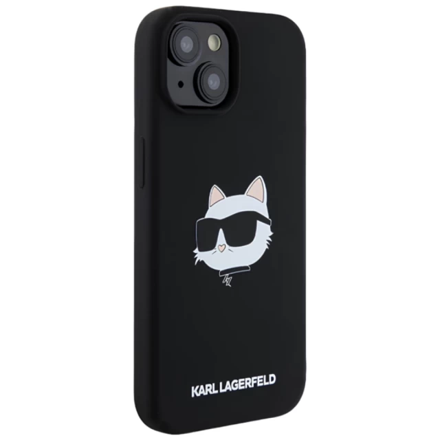 Чохол Karl Lagerfeld Silicone Choupette Head для iPhone 15 | 14 | 13 Black with MagSafe (KLHMP15SSCHPPLK)