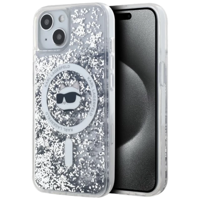 Чехол Karl Lagerfeld Liquid Glitter Choupette Head для iPhone 15 | 14 | 13 Transparent with MagSafe (KLHMP14SLGCHSGH)