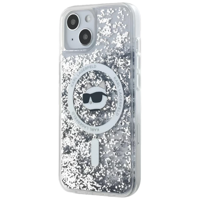 Чохол Karl Lagerfeld Liquid Glitter Choupette Head для iPhone 15 Plus | 14 Plus Transparent with MagSafe (KLHMP15MLGCHSGH)