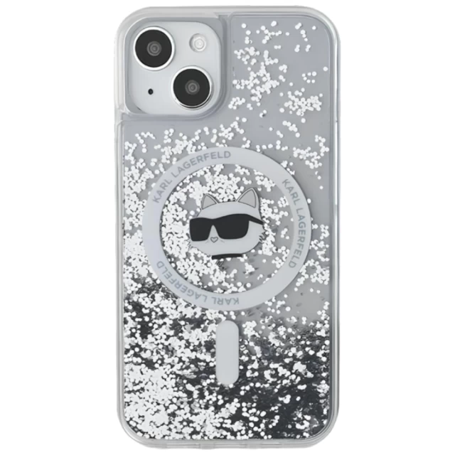 Чохол Karl Lagerfeld Liquid Glitter Choupette Head для iPhone 15 Plus | 14 Plus Transparent with MagSafe (KLHMP15MLGCHSGH)