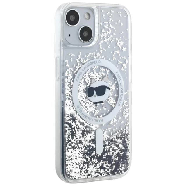 Чохол Karl Lagerfeld Liquid Glitter Choupette Head для iPhone 15 Plus | 14 Plus Transparent with MagSafe (KLHMP15MLGCHSGH)