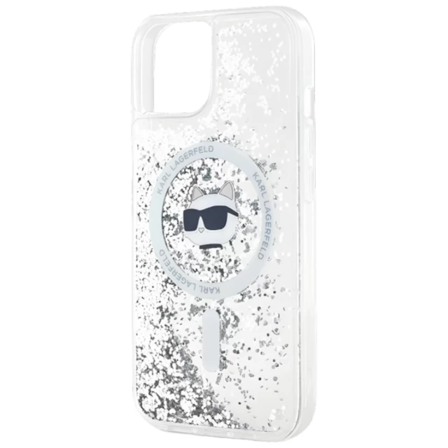 Чохол Karl Lagerfeld Liquid Glitter Choupette Head для iPhone 15 Plus | 14 Plus Transparent with MagSafe (KLHMP15MLGCHSGH)