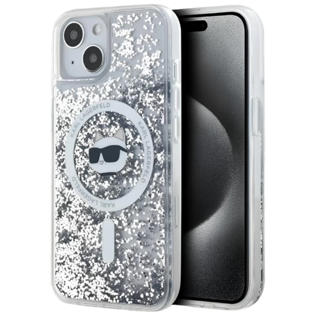 Чохол Karl Lagerfeld Liquid Glitter Choupette Head для iPhone 15 Plus | 14 Plus Transparent with MagSafe (KLHMP15MLGCHSGH)