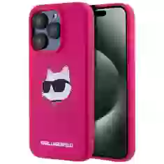 Чохол Karl Lagerfeld Silicone Choupette Head для iPhone 15 Pro Max Fuschia with MagSafe (KLHMP15XSCHPPLF)