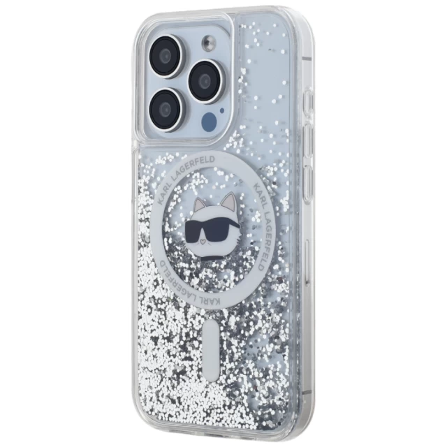 Чохол Karl Lagerfeld Liquid Glitter Choupette Head для iPhone 15 Pro Transparent with MagSafe (KLHMP15LLGCHSGH)