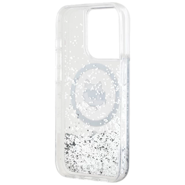 Чохол Karl Lagerfeld Liquid Glitter Choupette Head для iPhone 15 Pro Transparent with MagSafe (KLHMP15LLGCHSGH)