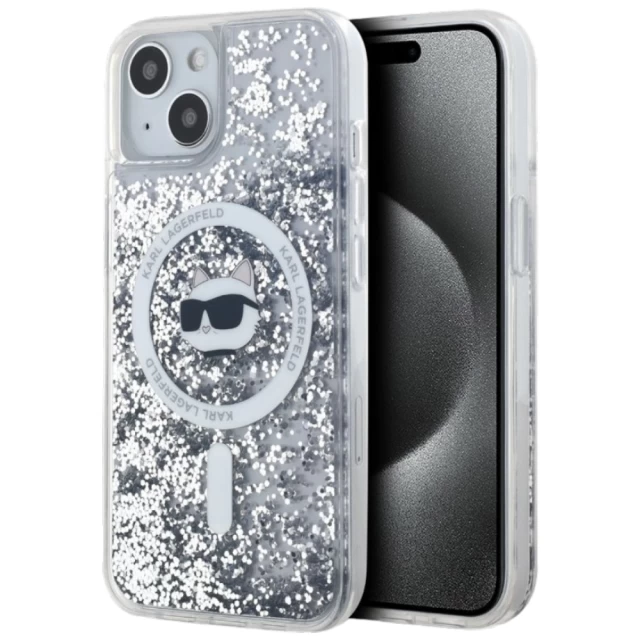 Чохол Karl Lagerfeld Liquid Glitter Choupette Head для iPhone 13 Transparent with MagSafe (KLHMP13MLGCHSGH)